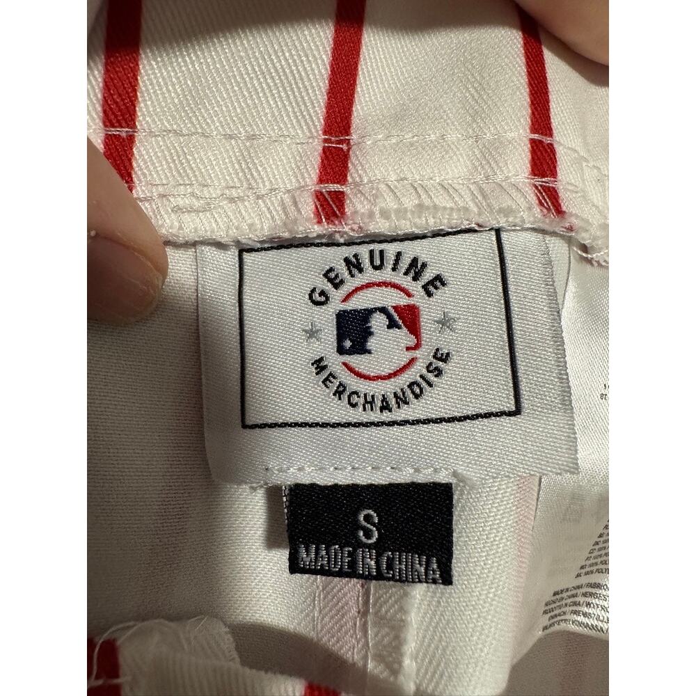 FOCO Philadelphia Phillies Men’s Pinstripe Bib Overalls White Red MLB Size S - Picture 9 of 13
